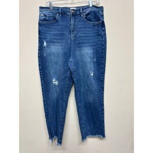 Nicole Miller Nomad Super High Rise Straight Jeans Size 14 Distressed Casual